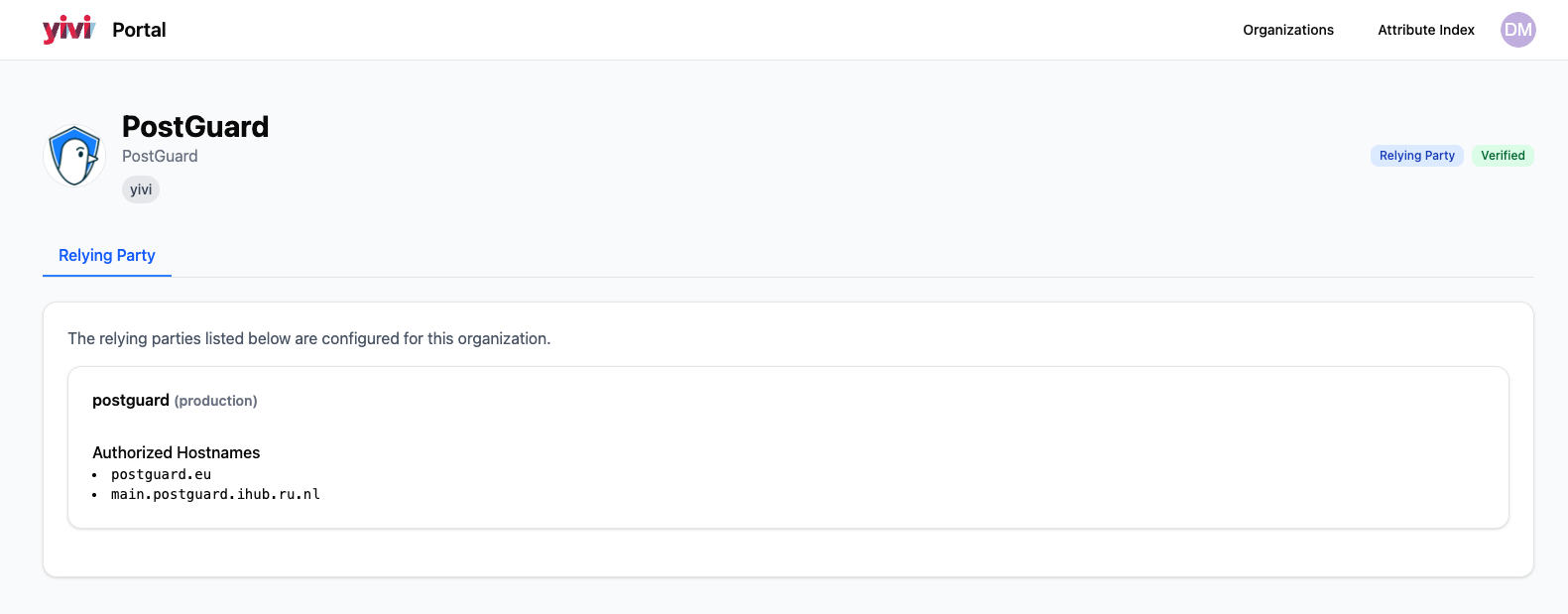 Yivi gebruikte de portal om organisaties te screenen
